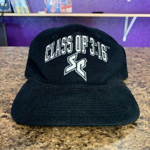 Vintage 1998 WWE WWF Stone Cold Steve Austin Class of 3:16 Strapback Hat Black